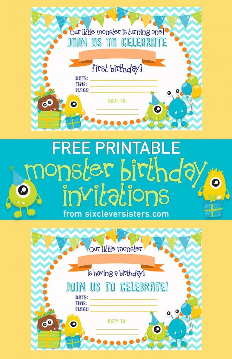 Free Printable Monster Birthday Invitations