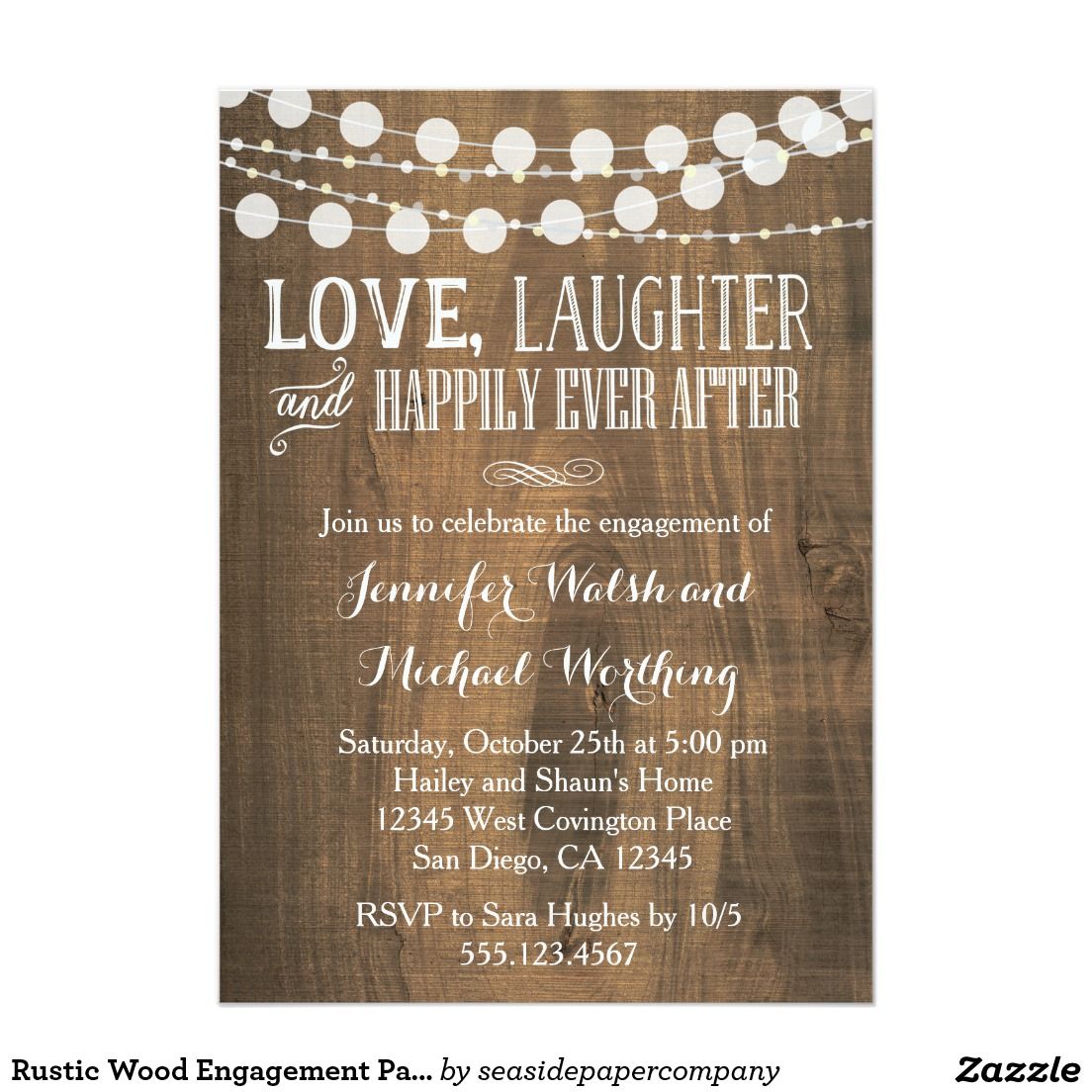 Rustic Wood Engagement Party Invitation