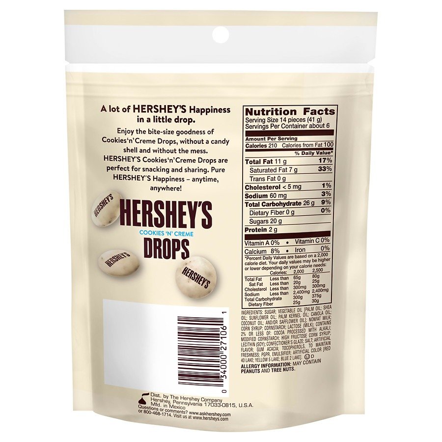 Hershey's Drops Chocolate Bite Size Candy Cookies 'n' Creme