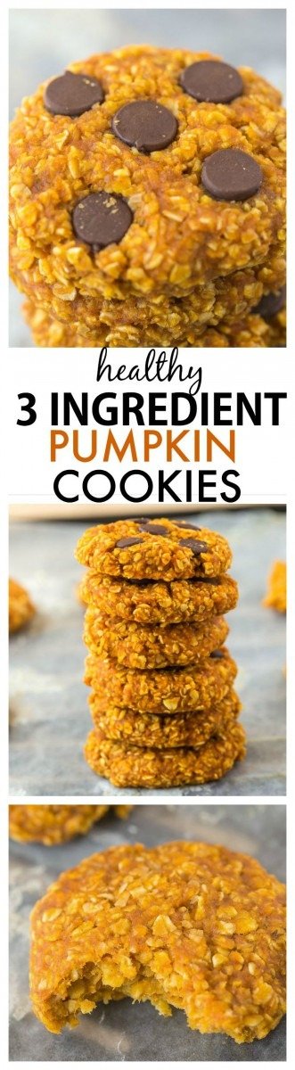 Healthy 3 Ingredient Pumpkin Cookies