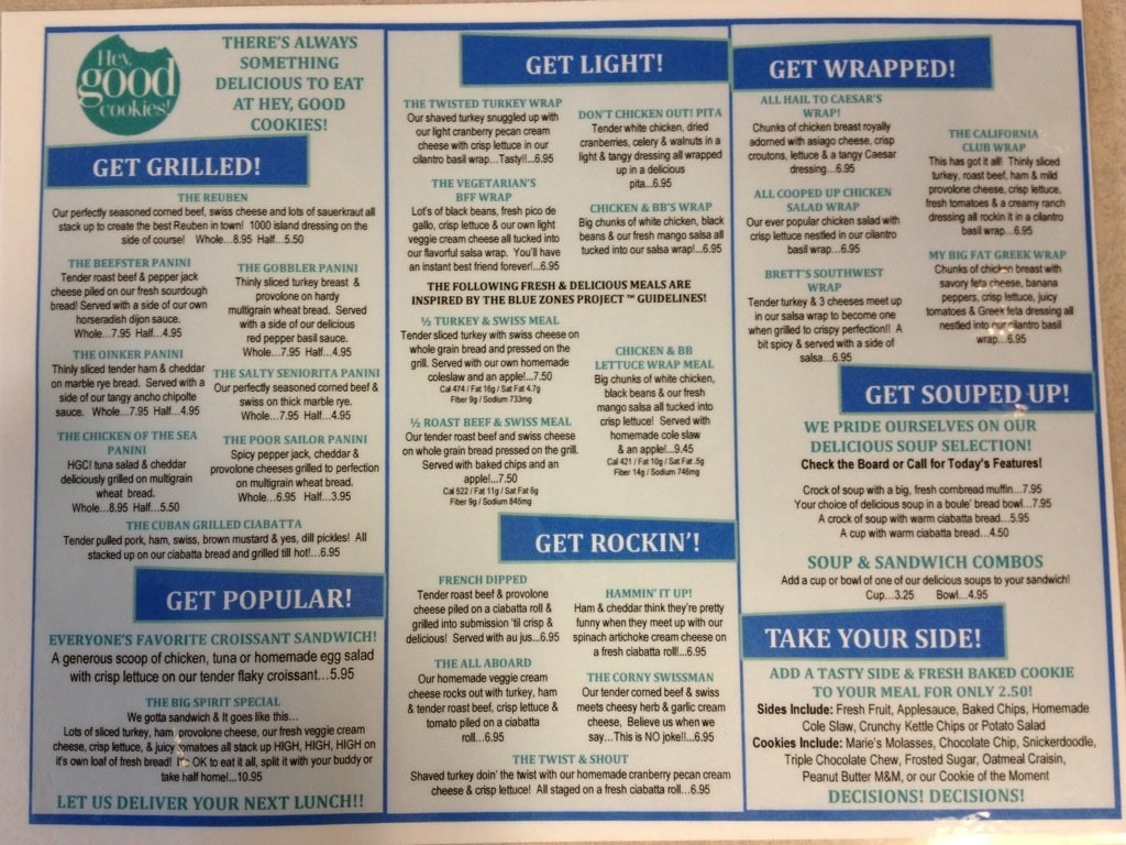 Hey Good Cookies Menu, Menu For Hey Good Cookies, Spirit Lake