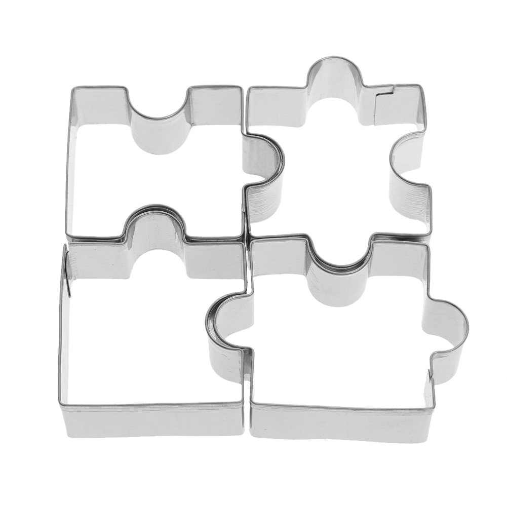 4pcs Stainless Steel Puzzle Piece Cookie Cutter Frame Cake Mold