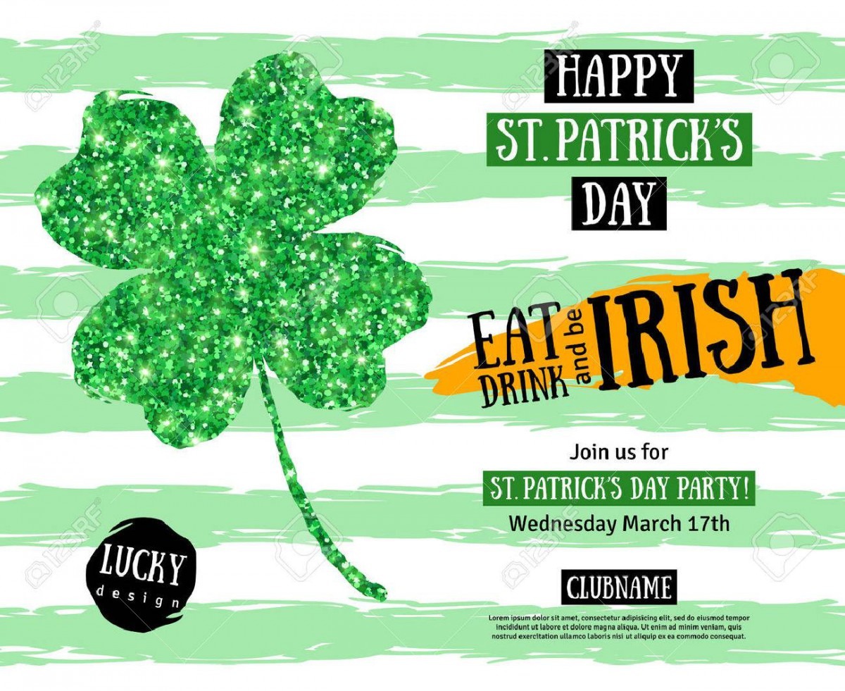 Happy St  Patrick's Day Pub Party Invitation Template  Vector