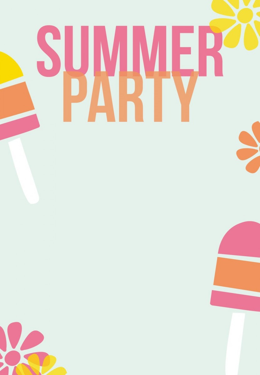 Summer Party Invitation Free Printable Striped Popsicles