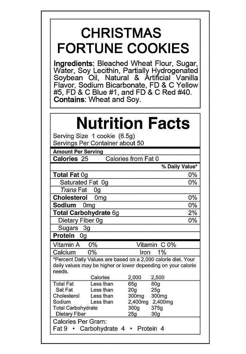 Fortune Cookie Nutrition