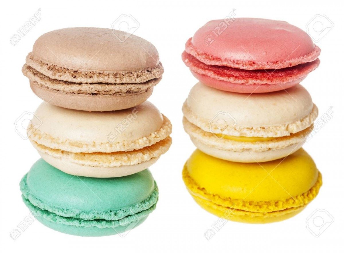 Sweet Macarons  Different French Cookies Macaroons Isolated On