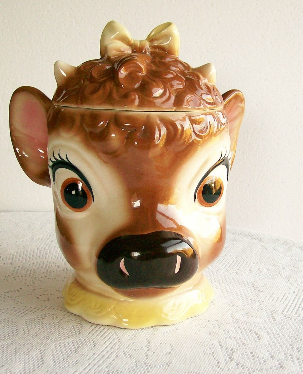Vintage Cookie Jar Metlox Elsie The Cow California Pottery 1950s