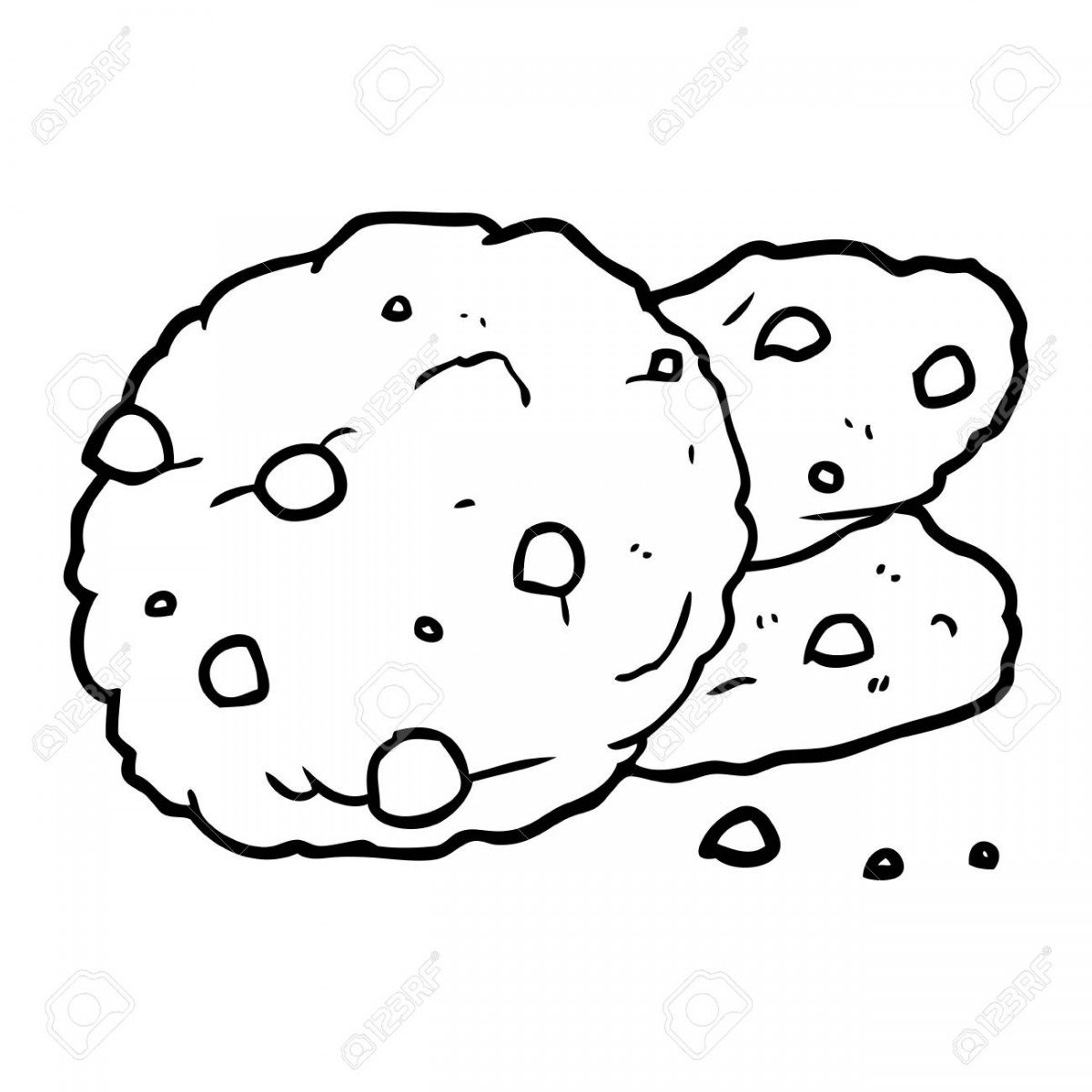 Line Drawing Of A Cookies Isolated On White Background Royalty