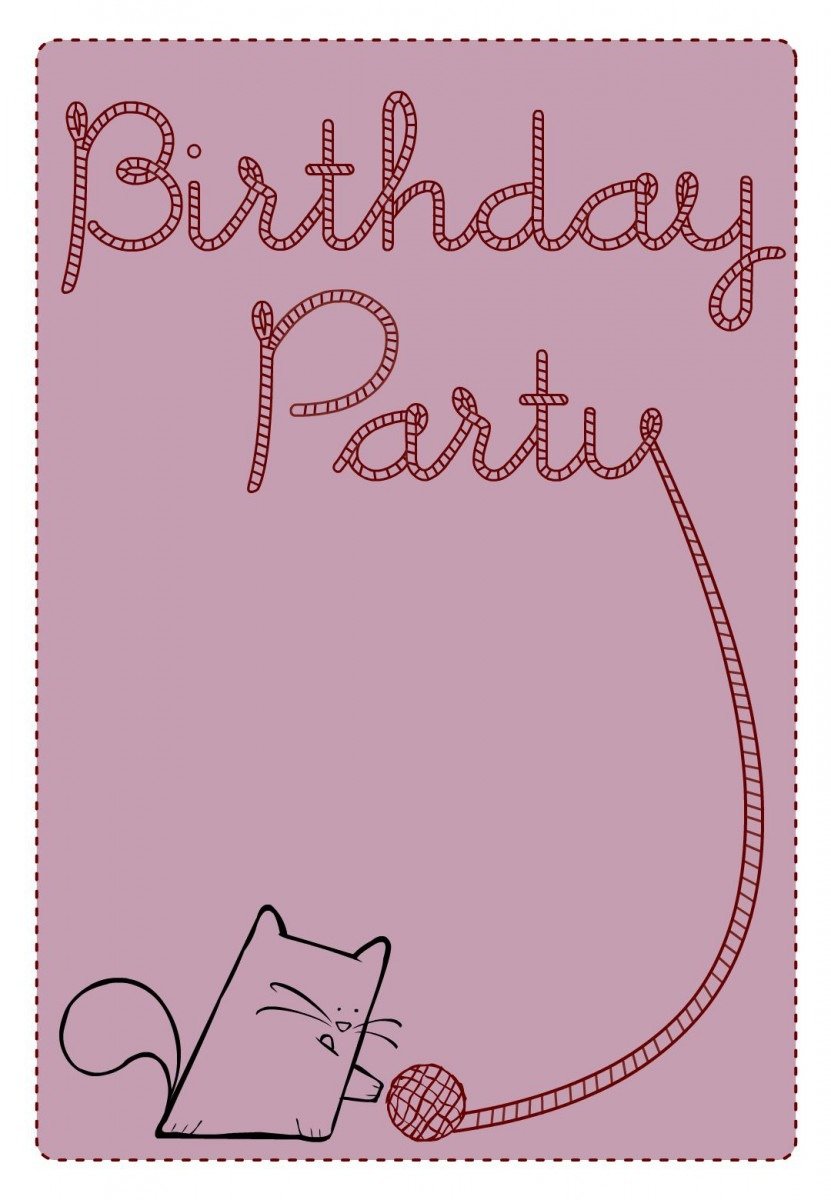 Free Printable Birthday Party Cat Invitation