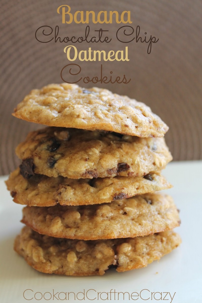 Cook And Craft Me Crazy  Banana Chocolate Chip Oatmeal Cookies