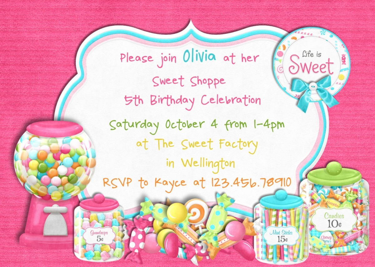 Candy Themed Birthday Party Invitations â Birthday Invitation Examples