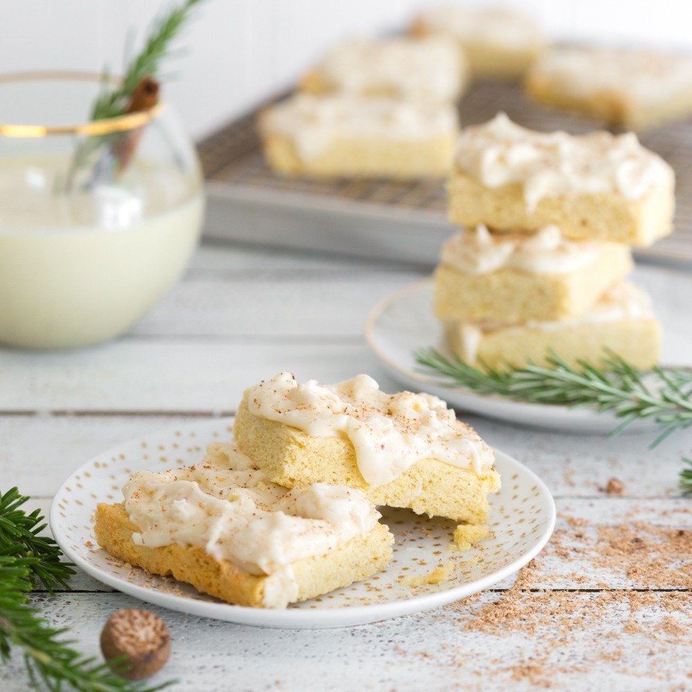 Cardamom Spiced Cookie Bars With Eggnog Cream Cheese Frosting