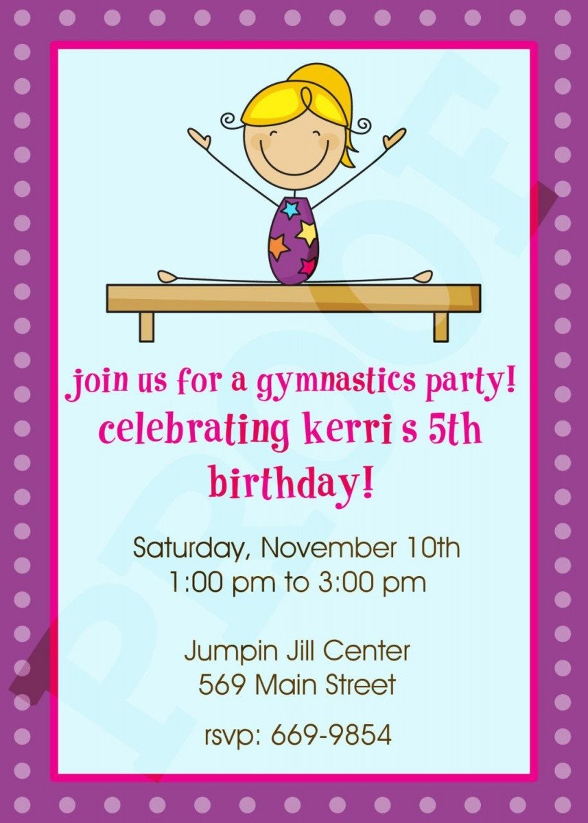 Free Printable Gymnastic Birthday Invitations