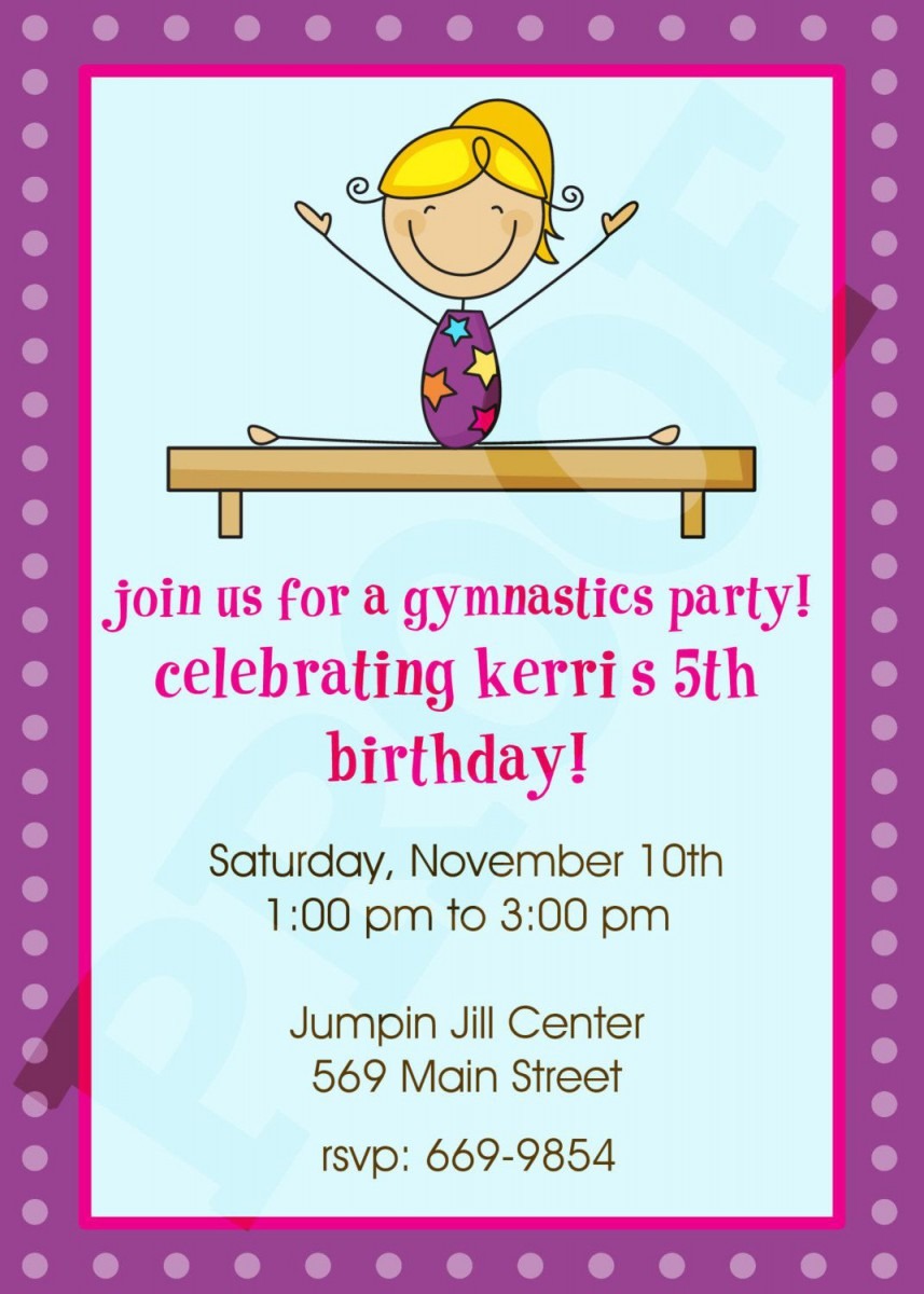 Free Printable Gymnastic Birthday Invitations