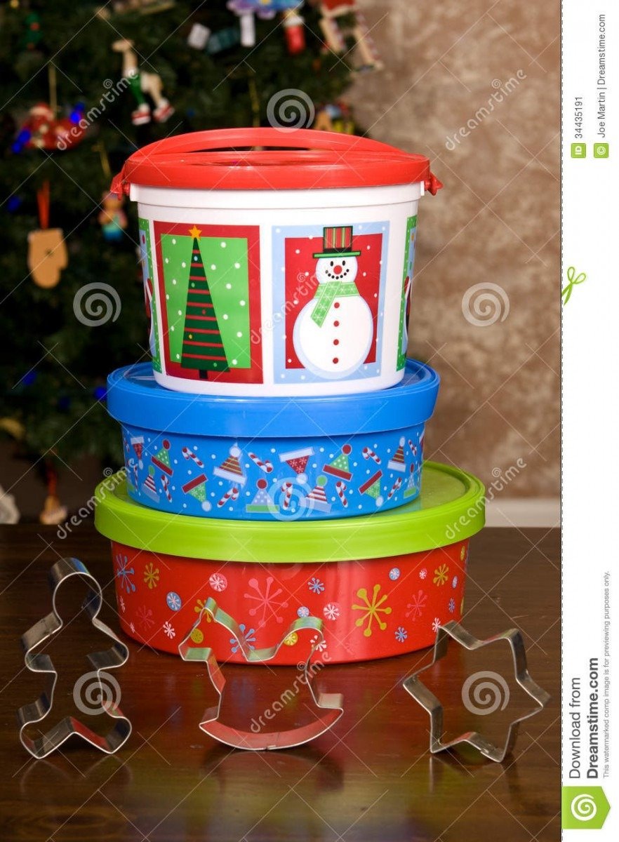 Christmas Holiday Cookie Containers Stock Image