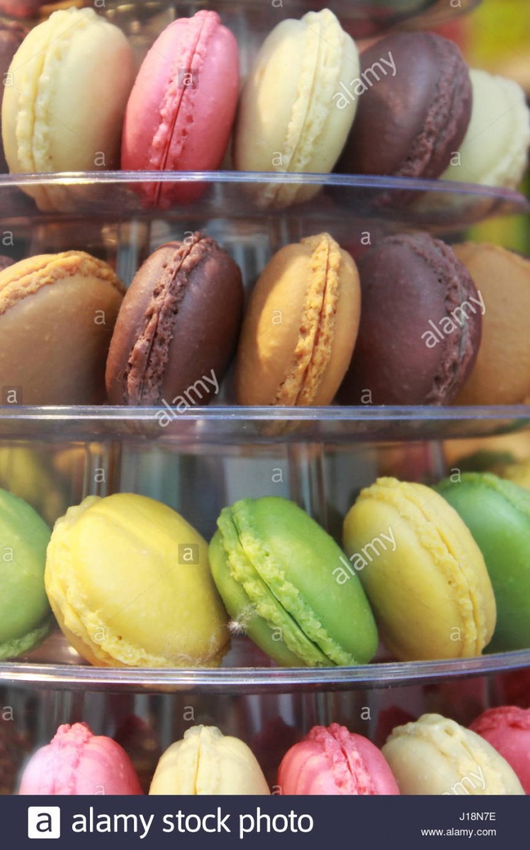 Colorful Macaron Cookies For Sale At Luxury Bakery In Paris