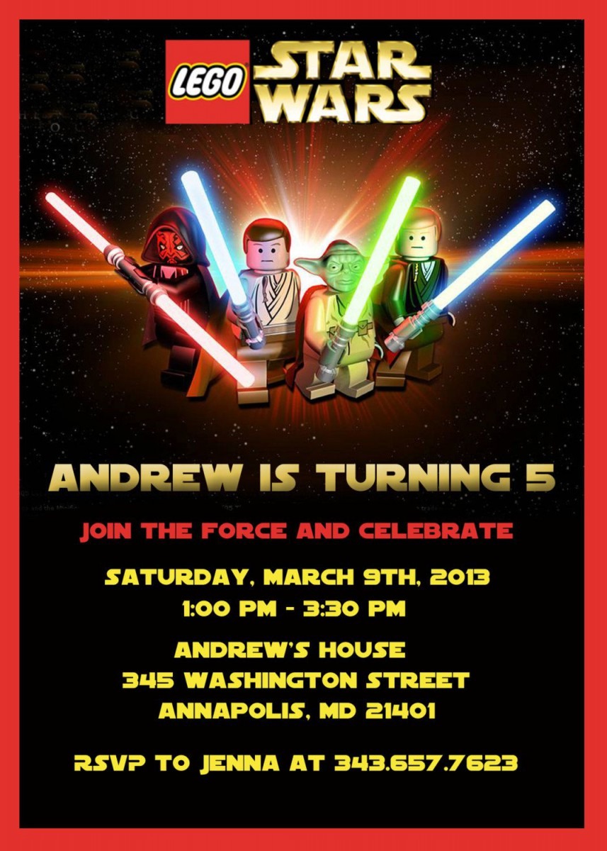 Lego Star Wars Birthday Party Invitation By Sleepingowlcreations