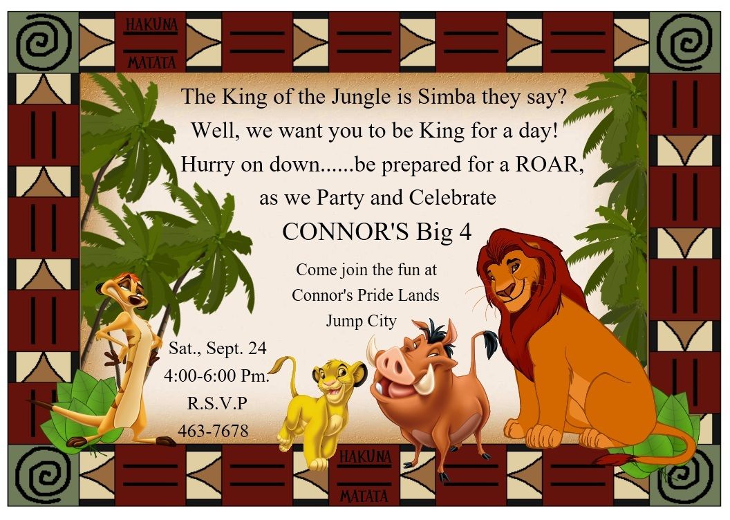 Lion King Party Invitations Idea It'll Say Braydens First