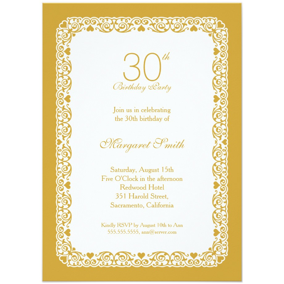 Elegant Personalized 30th Birthday Party Invitations