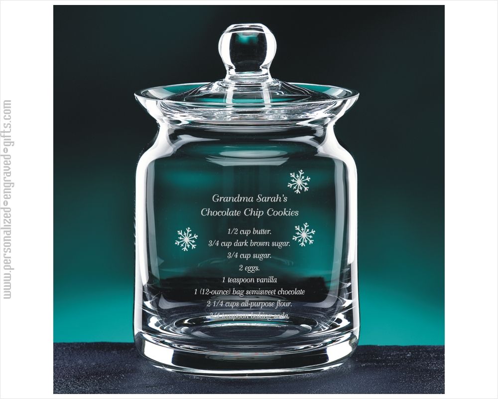 Engraved Crystal 7 Inch Biscuit Jar