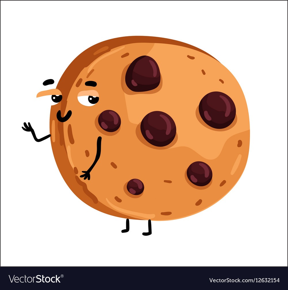 Funny Chocolate Chip Cookie Cartoon Character Vector Image