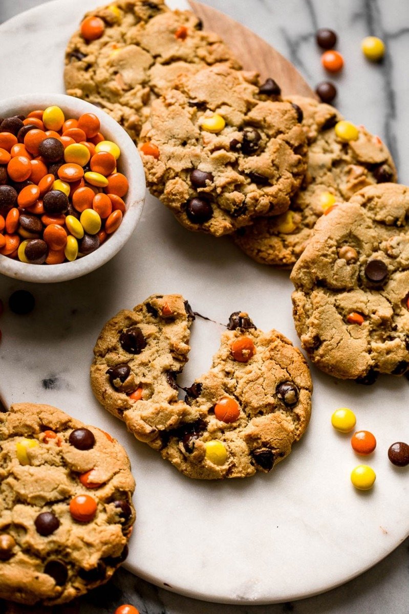 Giant Reese's Pieces Chocolate Chip Cookies