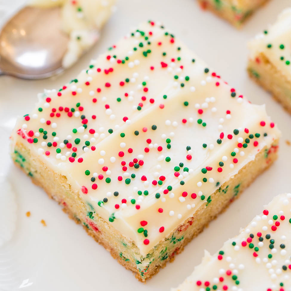Holiday Sugar Cookie Bars With Cream Cheese Frosting