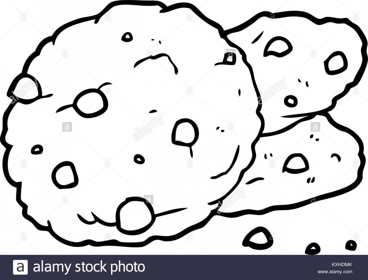 Line Drawing Of A Cookies Stock Vector Art & Illustration, Vector