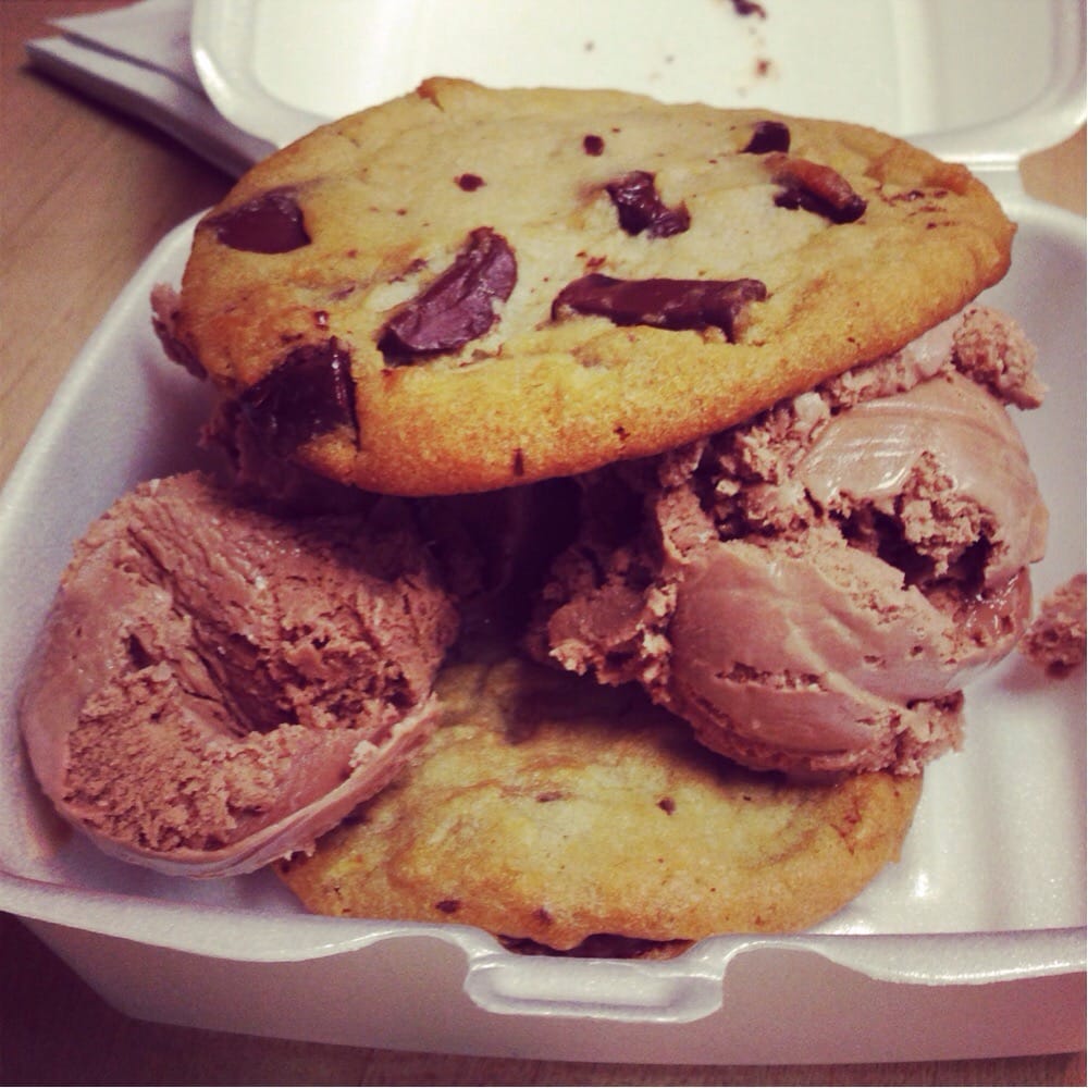 Chocolate Chip Cookie And Chocolate Ice Cream Sandwich!