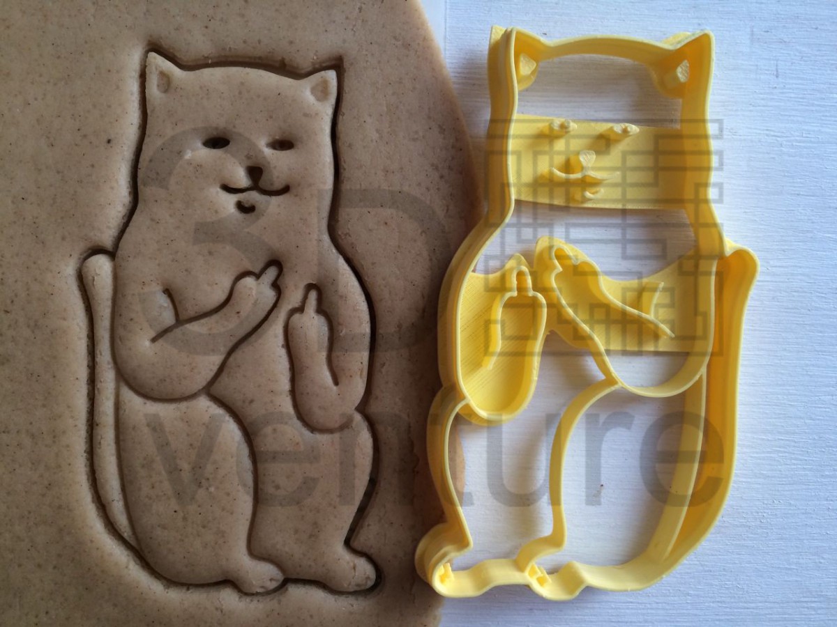 Buy Cookie Cutter Cat With Middle Finger Sceptical Cookiecutter