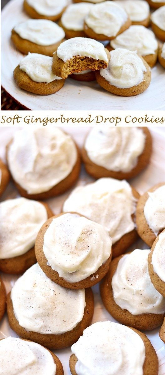 Soft Gingerbread Drop Cookies With Cream Cheese Frosting