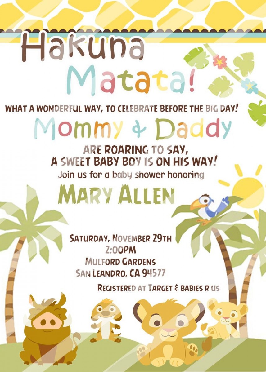 Lion King Baby Shower Invitations Party City â¢ Baby Showers Design