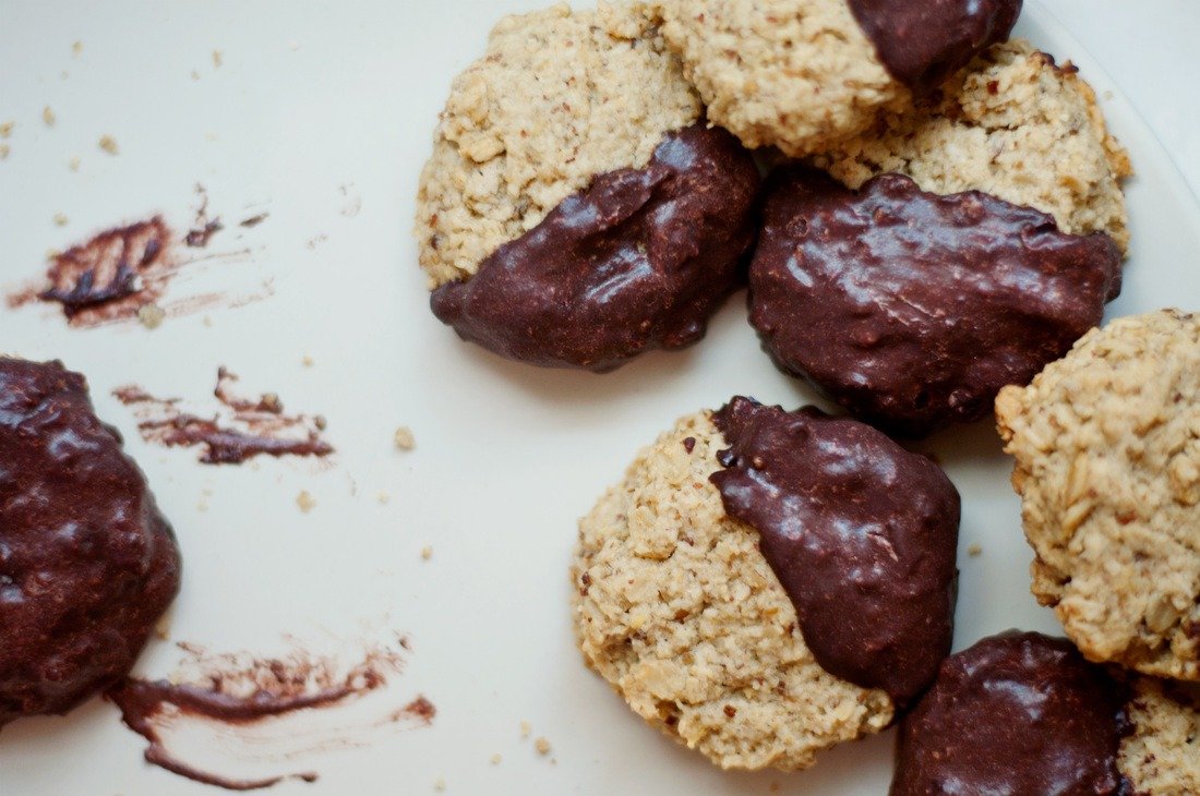 Cherry Chocolate Dipped Oatmeal Cookies (gluten Free + Vegan