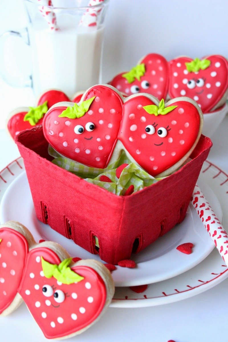 Cute Little Strawberry Sugar Cookies That Uses Our Double Heart