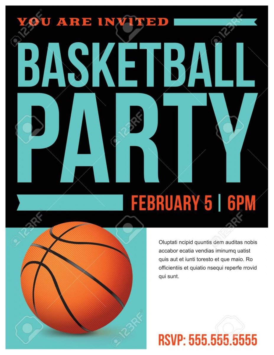 A Flyer For A Basketball Party Invitation Template  Vector Eps