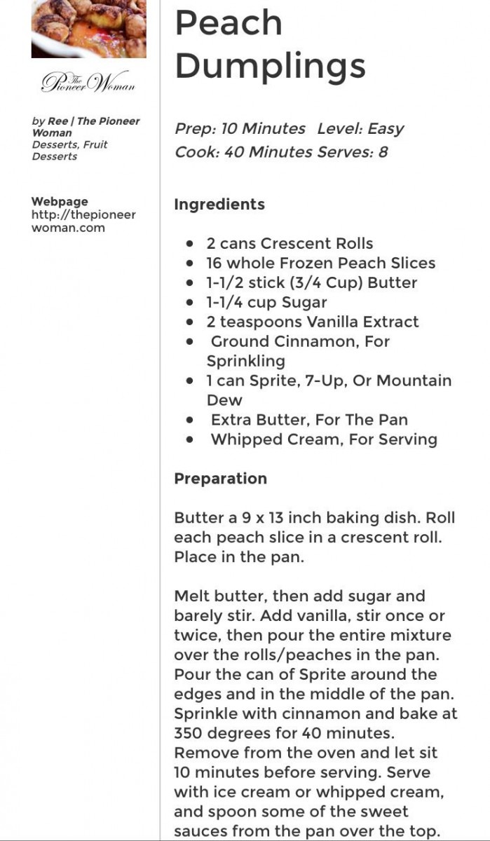 Pioneer Woman Peach Dumplings (sugar Cookie Recipes Pioneer Woman