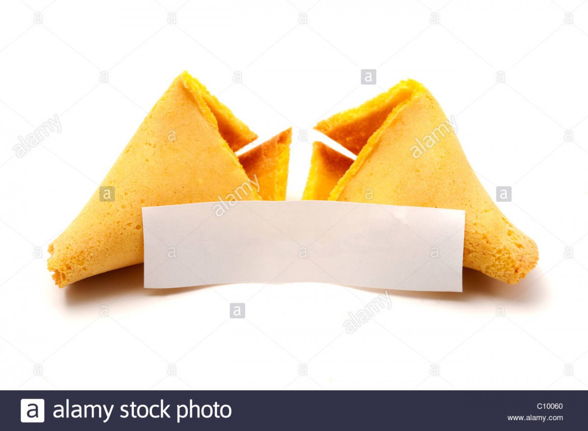 Broken Fortune Cookie With Blank Copyspace On A White Background