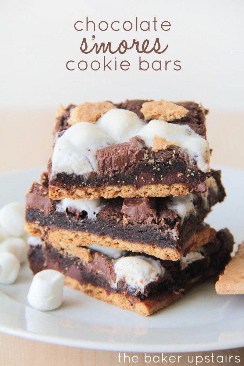 The Baker Upstairs  Chocolate S'mores Cookie Bars