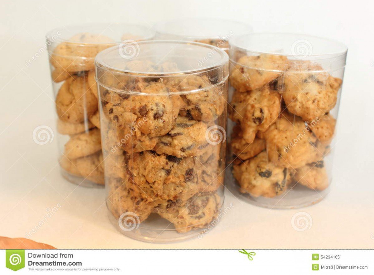 Cookie In Plastic Box , On White, Studio Shot  Stock Image
