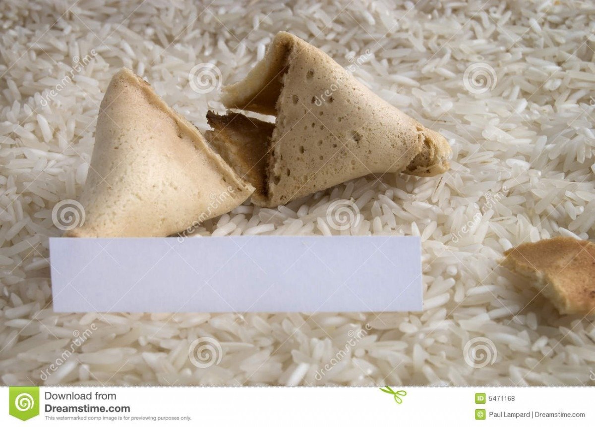 Fortune Cookie On A Rice Bed Stock Photo