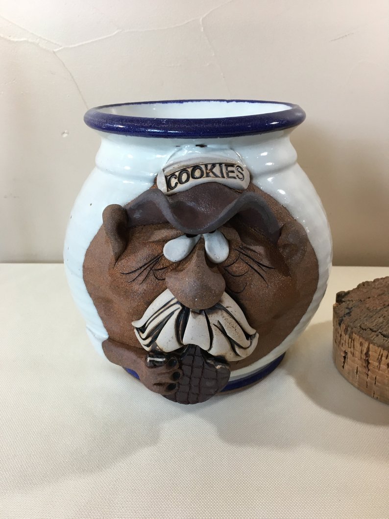 Mahon Stoneware Pottery Funny Face Character Cookie Jar