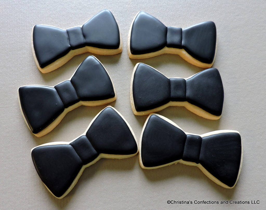 Solid Color Bow Tie Cookies For Baby Shower Or Birthday Or For
