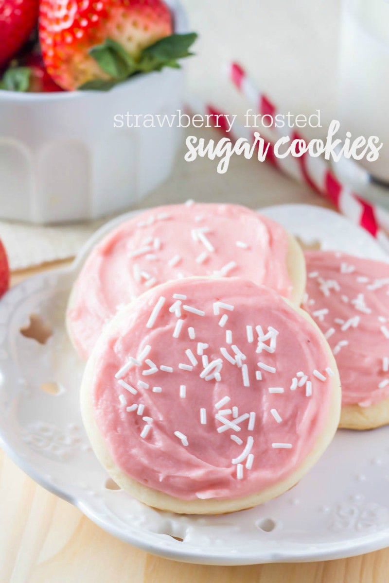 Strawberry Frosted Sugar Cookies