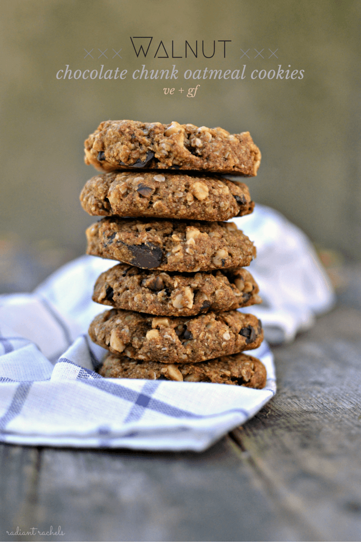 Vegan Walnut Chocolate Chunk Oatmeal Cookies